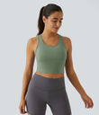 SoftlyZero™ Plush U Neck Racerback Cut Out Cropped Yoga Tank Top - Asparagus