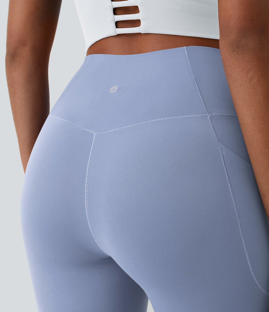 SoftlyZero™ Crossover Pocket Plain Leggings-UPF50+ - Xenon Blue