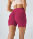 SoftlyZero™ Plush High Waisted Crossover Ruched Yoga Shorts 5'' - Cherries Jubilee
