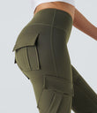 DayStretch High Waisted Cargo Pocket Skinny Yoga Leggings - Forest Night