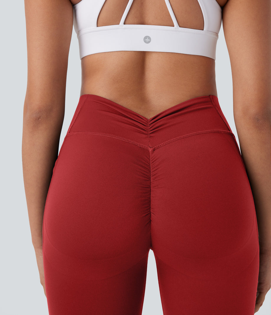 Halara UltraSculpt™ High Waisted Tummy Control Butt Lifting Ruched Pocket Shaping Yoga Leggings - Aura Orange