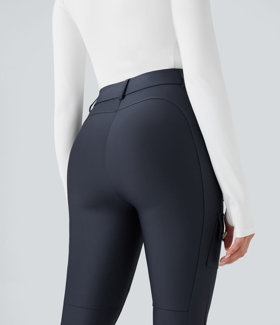 High Waisted Sheen 7/8 Leggings with Pockets - Blue Nights