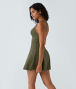 Flare Mini Dance Active Dress-Longer Length - Withered Green