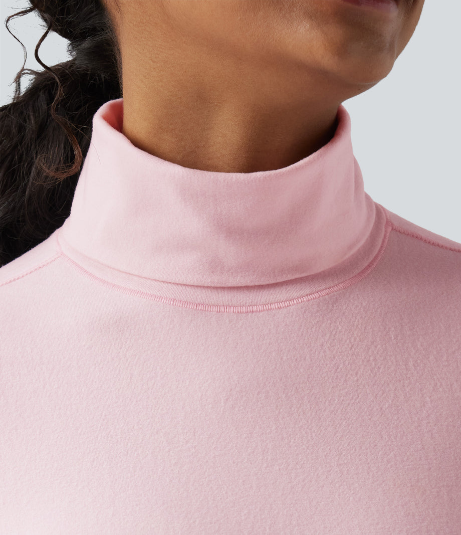 Halara HeatCore Turtleneck Long Sleeve Thumb Hole Casual Warming Top - Pale Lilac