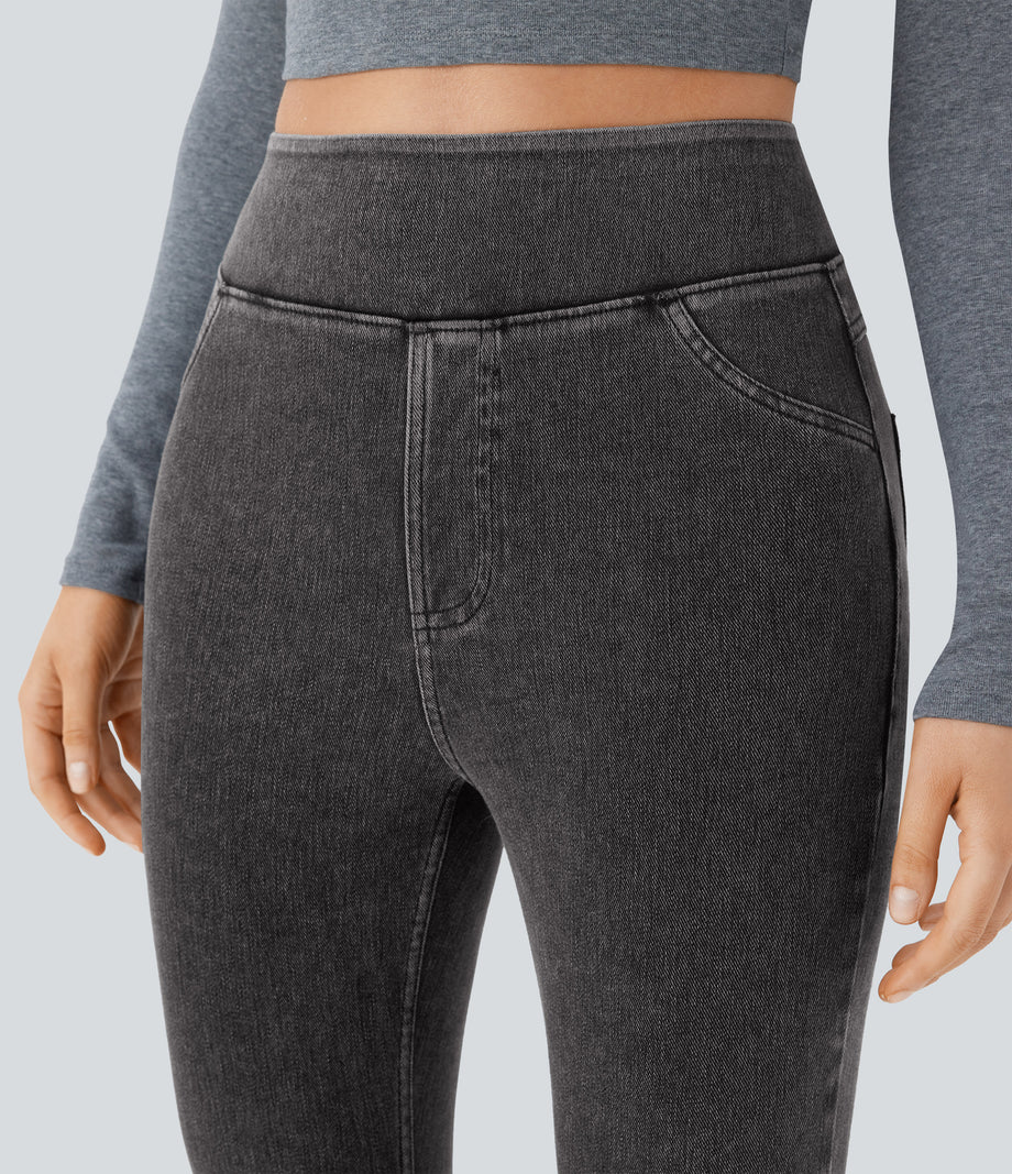 Halara Flex™ High Waisted Pocket Denim Casual Leggings - Hemp Black Denim