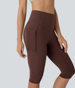 Halara UltraSculpt™ High Waisted Tummy Control Pedal Pusher Yoga Leggings with Pockets - Bitter Chocolate