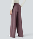 Halara Flex™ High Waisted Body Sculpt Waist-Slimming Pocket Wide Leg Micro Waffle Work Pants - Dark Plum