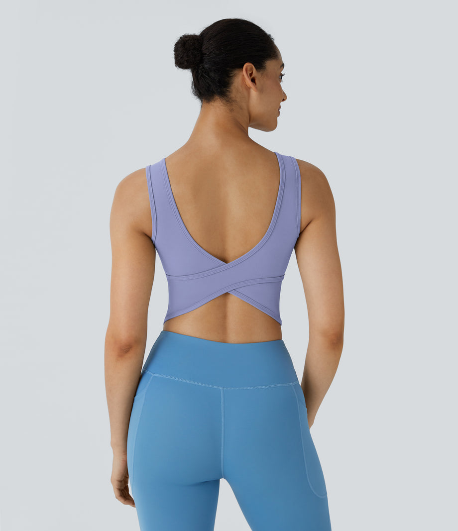 U Neck Crossover Barre Ballet Dance Tank Top A-D Cups - Baby Lavender