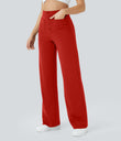 DayStretch High Waisted Pockets Straight Leg Casual Pants - Valiant Poppy