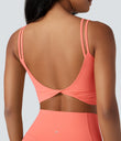 Halara UltraSculpt™ Double Straps Twisted Backless Cropped Yoga Tank Top - Fusion Coral