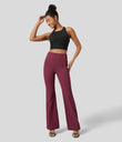 Halara Flex™ High Waisted Back Side Pocket Slight Flare Work Pants - Mauve Wine