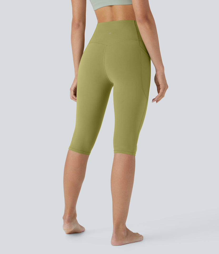 Halara UltraSculpt™ High Waisted Tummy Control Pedal Pusher Yoga Leggings with Pockets - Moss