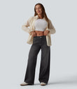 Halara Flex™ Low Rise Zipper Pockets Washed Baggy Wide Leg Casual Jeans - Poppy Seed Denim