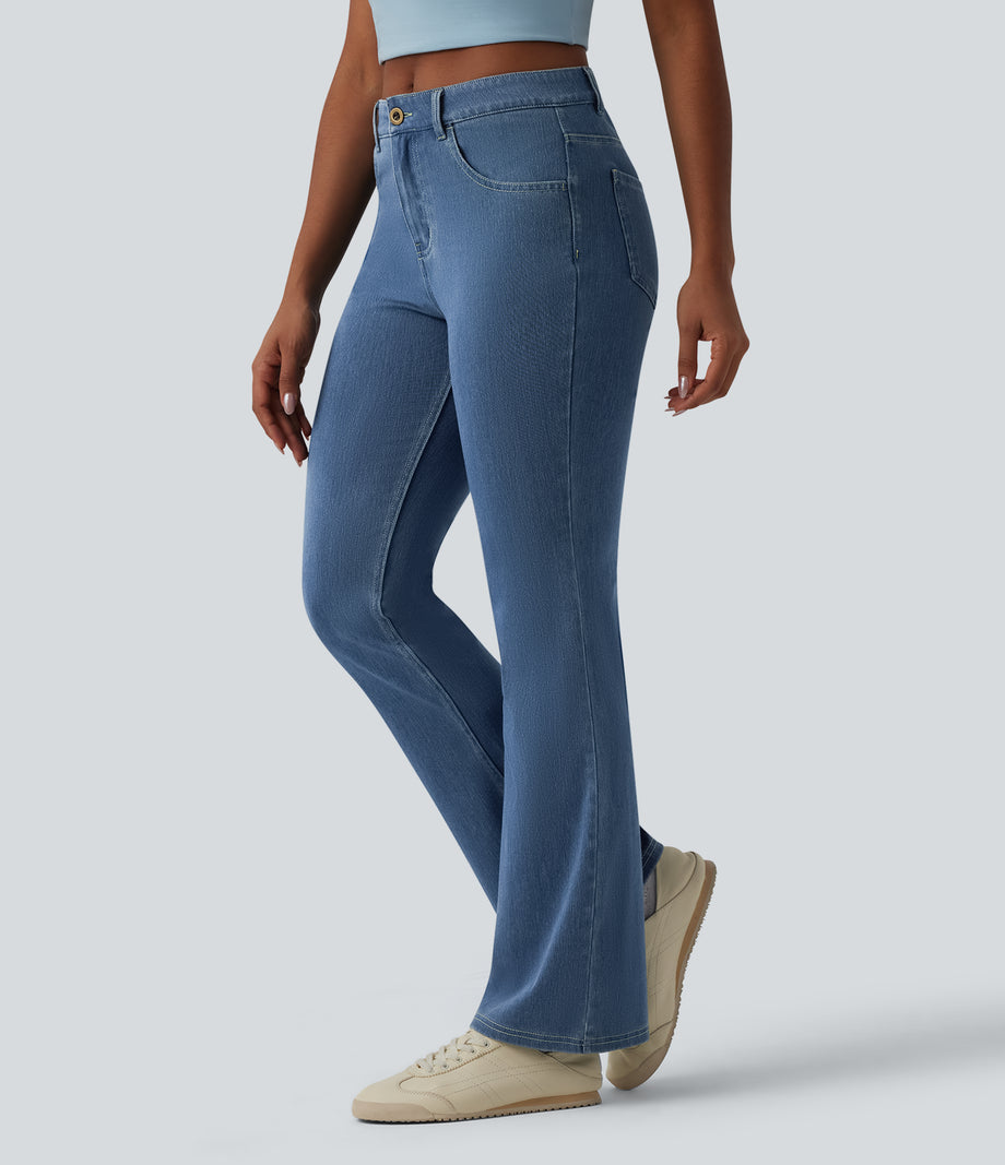 Halara Flex™ Mid Rise Pockets Casual Bootcut Jeans - Denim Dark Blue