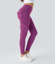 DayStretch High Waisted Cargo Pocket Skinny Yoga Leggings - Deep Orchid