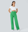 DayStretch High Waisted Pockets Straight Leg Casual Pants - Irish Green