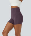 Halara UltraSculpt™ High Waisted Tummy Control Side Pocket Shaping Training Biker Shorts 5'' - Night's Purple