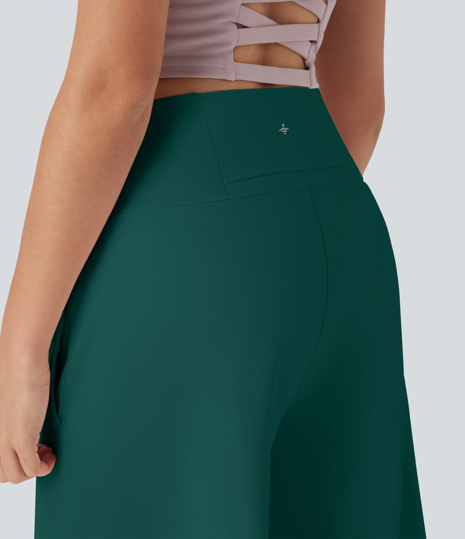 SoftlyZero™ Airy High Waisted Pockets Cool Touch Yoga Bermuda Shorts - Forest Biome