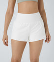 SoftlyZero™ Airy Super High Waisted 2-in-1 Cool Touch Yoga Shorts with Pockets - White