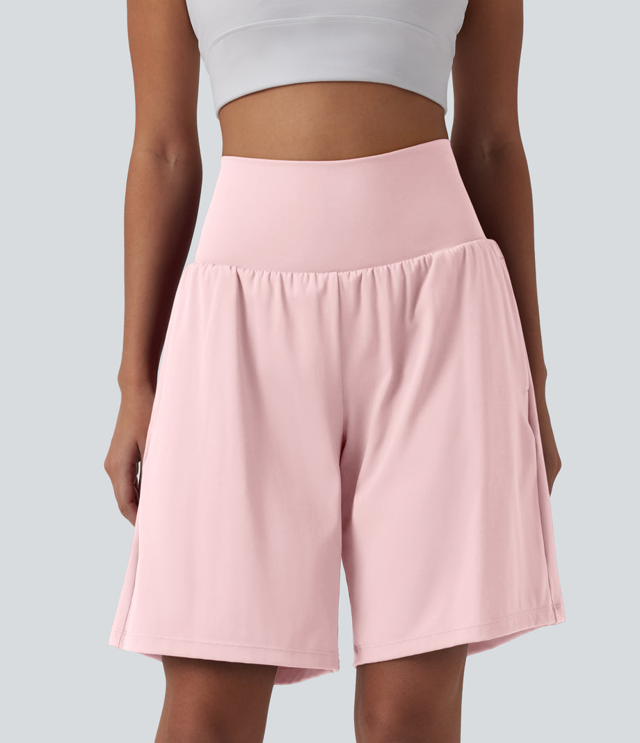 SoftlyZero™ Airy Super High Waisted 2-in-1 Cool Touch Yoga Shorts 9" with Pockets - Primrose Pink