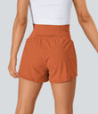 SoftlyZero™ Airy Super High Waisted 2-in-1 Cool Touch Yoga Shorts with Pockets - Orange Rust