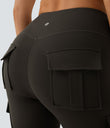 DayStretch High Waisted Cargo Pocket Skinny Yoga Leggings - Hazelnut Black