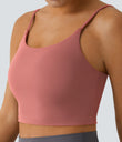 Basic Padded Workout Cropped Low Support Tank Top A-D Cups - Dusty Rose