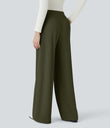 Halara Flex™ High Waisted Body Sculpt Waist-Slimming Pocket Wide Leg Micro Waffle Work Pants - Lone Pine Green