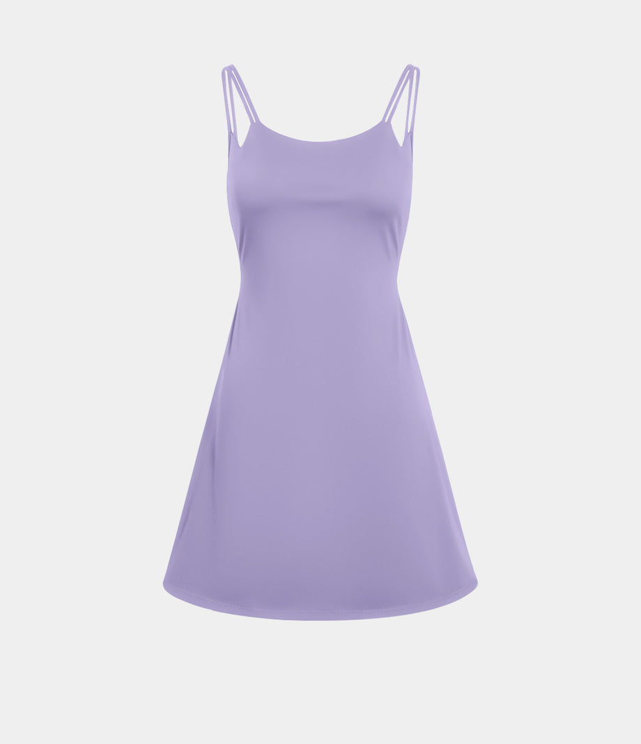 SoftlyZero™ Plush Double Straps 2-Piece Pocket Slip Dance Active Dress A-D Cups - Lavender