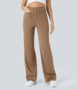 DayStretch High Waisted Pockets Straight Leg Casual Pants - Burro