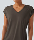 V Neck Short Sleeve Casual T-Shirt - Wren
