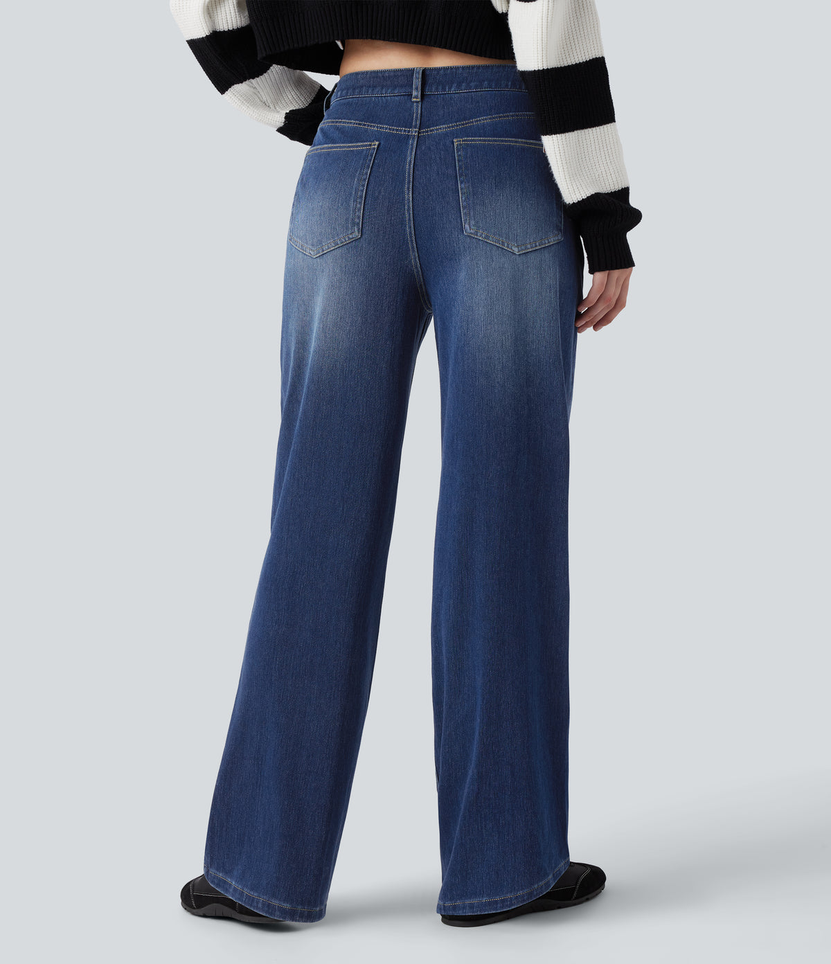 Halara Flex™ Mid Rise Straight Leg Casual Jeans with Pockets - Estate Blue Denim