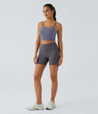 Basic Padded Workout Cropped Low Support Tank Top A-D Cups - Sweet Lavender