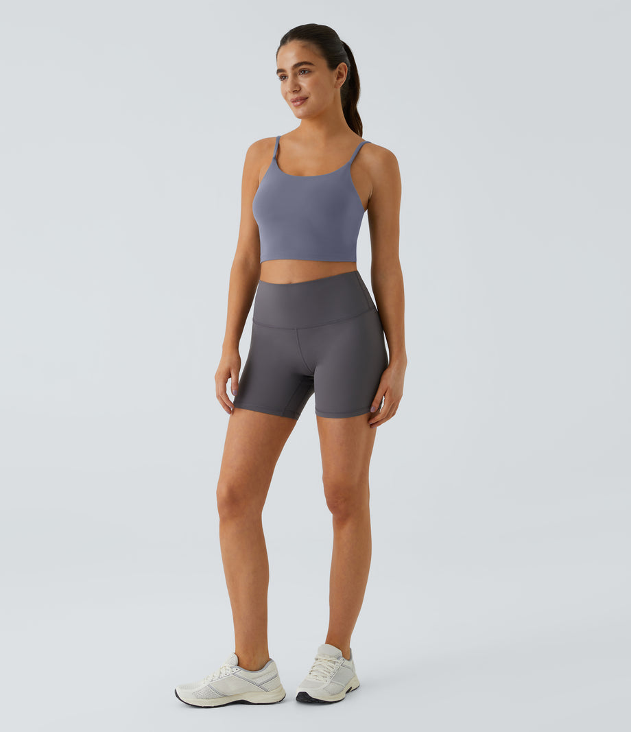 Basic Padded Workout Cropped Low Support Tank Top A-D Cups - Sweet Lavender