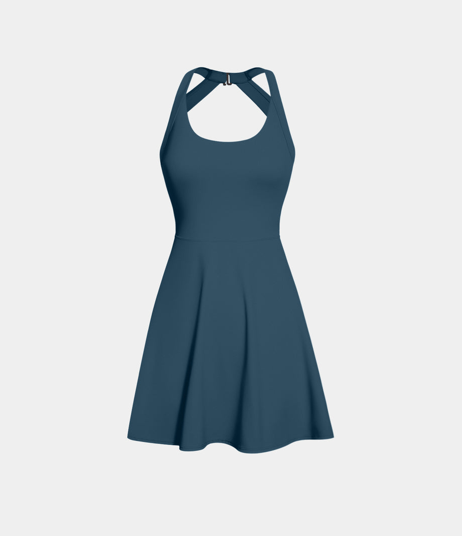 SoftlyZero™ Airy Backless Twisted Cool Touch Dance Active Dress-Easy Peezy Edition - Majolica Blue