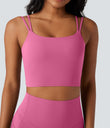 Halara UltraSculpt™ Double Straps Twisted Backless Cropped Yoga Tank Top - Pink Power