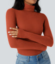 Halara HeatCore Turtleneck Long Sleeve Thumb Hole Casual Warming Top - Rooibos Tea