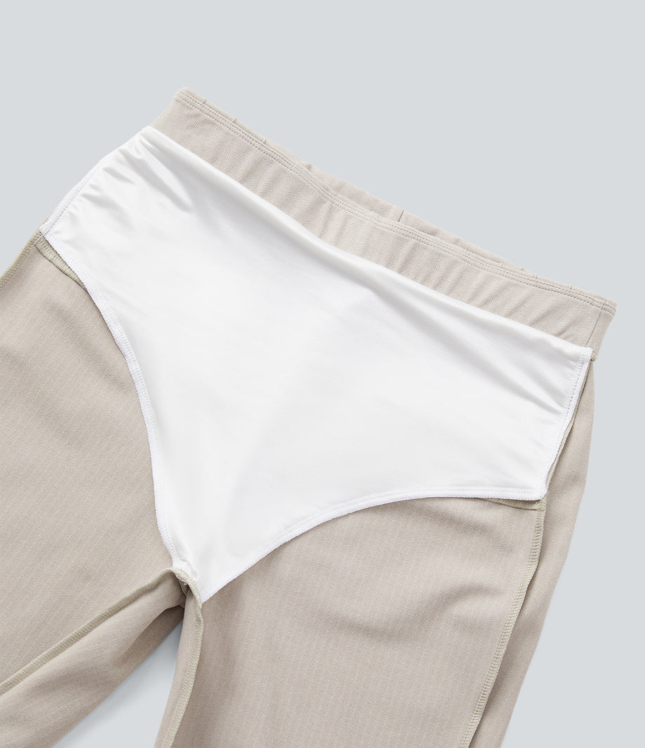 High Waisted Tummy Control Decorative Back Zipper Pockets Herringbone Work Leggings - Moonbeam