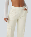 Halara Flex™ Mid Rise Pockets Straight Leg Casual Cargo Jeans - Ivory Denim
