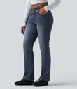 Halara Flex™ Low Rise Zipper Pockets Washed Casual Bootcut Jeans - Paint Blue Denim