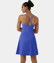 SoftlyZero™ Airy Cut Out 2-in-1 Pocket Cool Touch Longer Active Dress-UPF50+ - Aster Blue