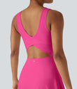 SoftlyZero™ Airy U Neck 2-in-1 Pocket Mini Cool Touch Dance Active Dress - Fuchsia Fedora