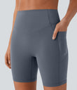 Halara UltraSculpt™ High Waisted Scrunch Butt Lifting Tummy Control Side Pocket Shaping Workout Biker Shorts 7'' - Silent Blue