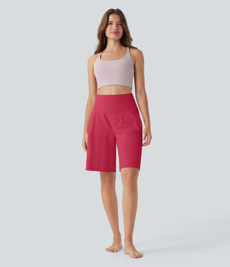 SoftlyZero™ Airy High Waisted Pockets Cool Touch Yoga Bermuda Shorts - Winterberry