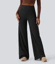 DayStretch High Waisted Tummy Control Wide Leg Baggy Yoga Pants with Pockets - Black