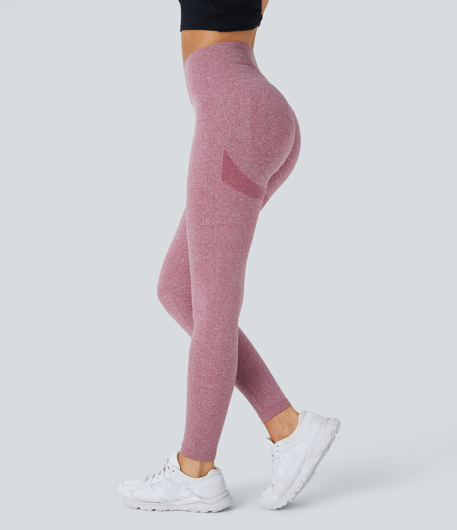 OneForm Seamless Flow High Waisted Booty Scrunch Leggings - Bridal Rose
