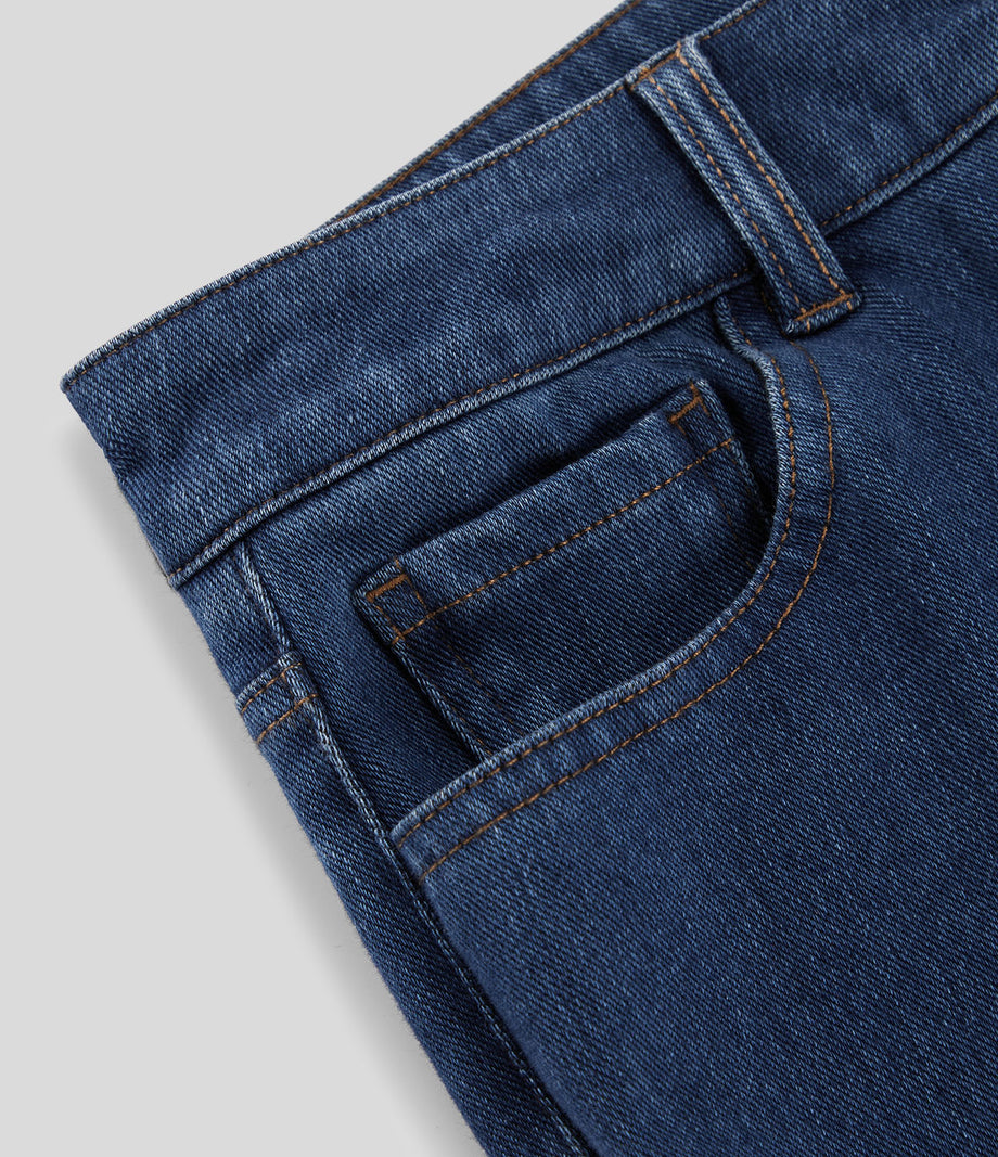 Halara Flex™ Mid Rise Pockets Casual Bootcut Jeans - Washed Denim Bleached Blue