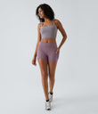 SoftlyZero™ Airy High Waisted Pocket Plain Cool Touch Yoga Shorts 3.5"-UPF50+ - Elderberry