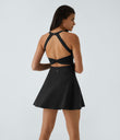 SoftlyZero™ Airy Backless Twisted Flare Low Support Dance Active Dress-Longer Length-Easy Peezy Edition A-D Cups - Black