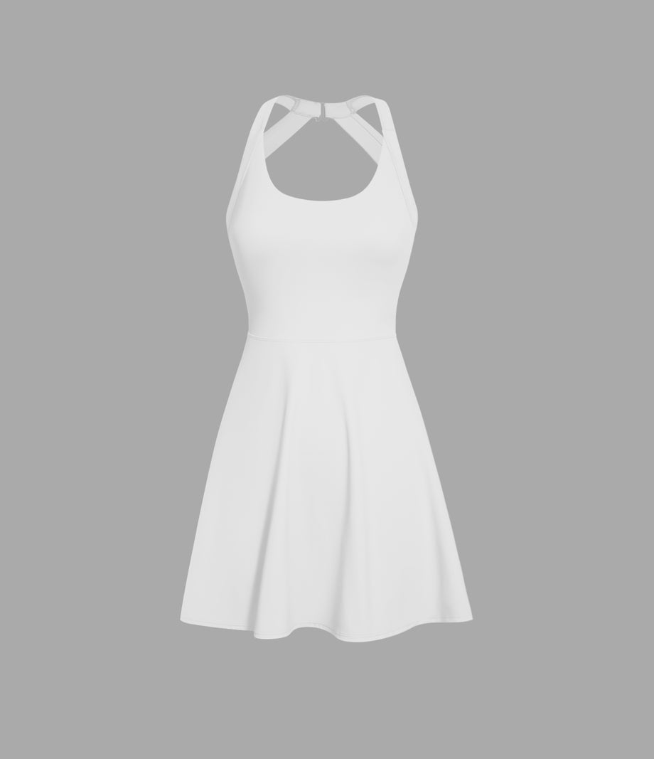 Backless Twisted Active Dress - White